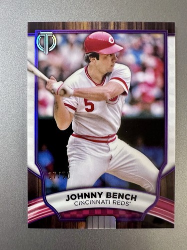 2022 Topps Tribute Johnny Bench Purple 37/50 & Green 26/99 Parallels #86 Reds - Picture 2 of 4