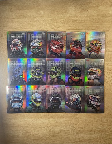 SET COLLEZIONE CASCHI Topps Chrome Formula 1 2024 Completo Hamilton TUTTI E 15! - Foto 1 di 5