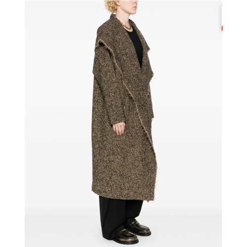Uma Wang Autumn Winter, Coat Women, Shawl, Lapel Wool Coat, Hooded Polished Coat - Picture 13 of 14