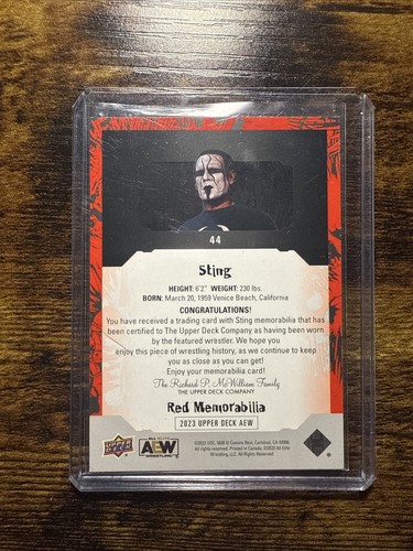 2023 UPPER DECK AEW ALL ELITE STING JERSEY PATCH RED /49 - Picture 2 of 2