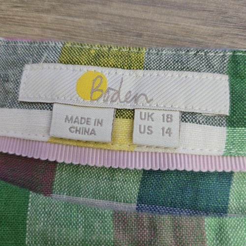 Boden Shirt Womens 14 Multicolor Plaid Linen Blouse 3/4 Sleeve Lightweight Top - Picture 13 of 14