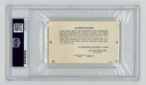 Bill Mazeroski Signed 1971 World Series Hospitality Ticket Pirates PSA Scarce - Picture 2 of 2