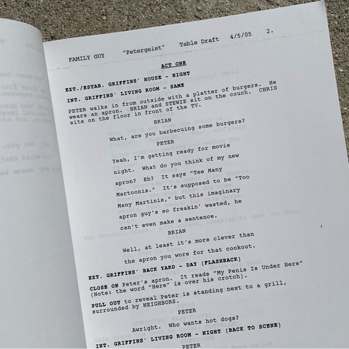 Family Guy Original 2005 Production Used Table Draft Script Seth MacFarlane - Picture 9 of 14