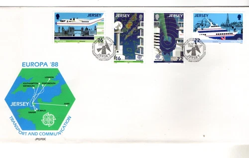 1988 JERSEY - EUROPA : TRANSPORT & COMMUNICATION FDC FROM COLLECTION K27