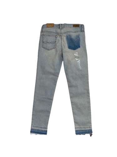 Polo Ralph Lauren Girl The Tompkins Skinny Patch Embroidered Raw Hem Jeans Sz 6X - Picture 2 of 9