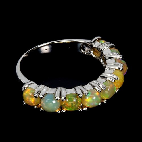 925 Sterling Silver Ring Round Fire Opal 4mm Natural Gemstone Jewelry Size 7.5 - Picture 3 of 13