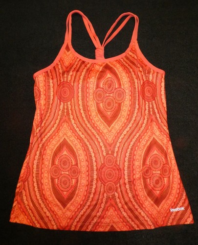 Reebok Mujer Naranja/Rojo Estampado Floral Espalda Corredora Sujetador Deportivo Top Talla M - Imagen 1 de 4
