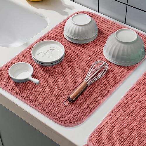 GeeRic Microfiber Dish Drying Mat, Super Absorbent Kitchen Dish 12*16 inch Red - Picture 7 of 8