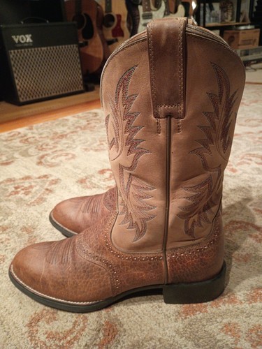 ARIAT STOCKMAN BRAUN & HELLBRAUN LEDER RUNDE ZEHE RANCHER COWBOY STIEFEL #34912 HERREN 9D - Bild 3 von 12