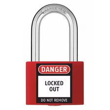 Lockout Padlock, Keyed Different, Aluminum, Red, 1 7/16 In Shackle Height, 1