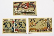 GERMANY NOTGELD OBERAMMERGAU 25 50 75 PFENNIG 1921 Emergency Money Banknote Set
