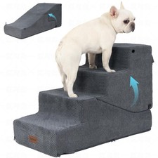 4-Step Dog Stair and Ramp for Small Dogs and Cats, Pet Steps for Bed with Non...