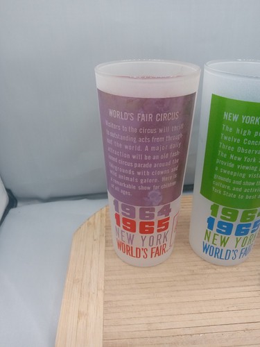 Set of 3 1962 circus &NY 1964-1965 NY Worlds Fair Frosted Highball Glasses - Picture 8 of 18