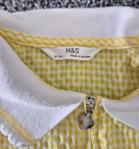 M&S Girl's Summer School Dress Yellow Gingham Age 6-7 Years - Picture 5 of 6