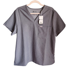 Figs Scrub Top XL Gray Grey Catarina One Pocket Short Sleeve V Neck NEW Women's