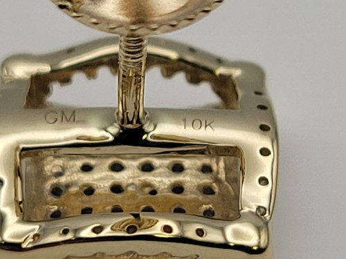 10k quadratische Form runde Diamanten 0,33ctw Micro-Pave Set Schraubverschluss Ohrringe - Bild 8 von 9