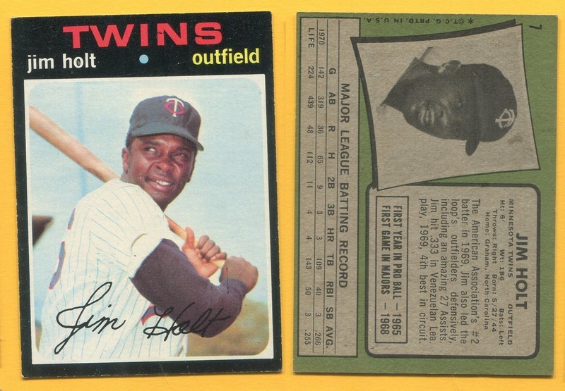 1971 Topps Baseball ~~~ JIM HOLT ~~~ No. 7 ~~~ Free S/H