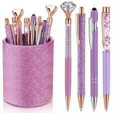 Sabary 8 Pcs Ballpoint Pens with Pen Holder for Desk Metal Crystal Diamond