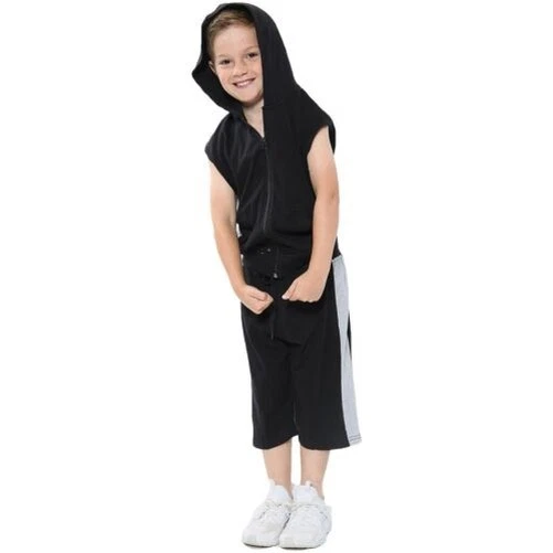 Kids Hooded Zip Top & Shorts Black & Grey Set Summer Wear Girls Boys Age 5-13
Opens in a new window