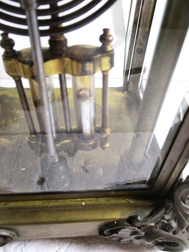 ANSONIA 4 PANEL GLAS REGULATOR, EINZIGARTIGE MECHANIK, KÜNSTLERMOTIV STRASS LÜNETTE - Bild 21 von 24