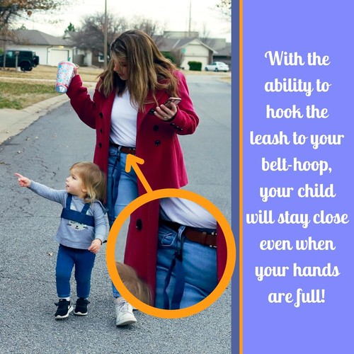 Toddler Leash & Harness for Child Safety - Keep Kids & Babies Close - Blue - Picture 3 of 7