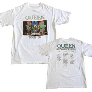 ameri アメリQUEEN TOUR´80 WHT TEE Queen 1980 Tour Thrifted Graphic Tee – Zen + Zeus Clothing Co.
