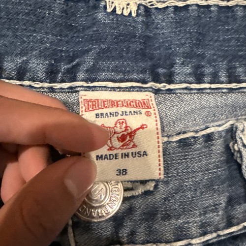 True Religion Bobby Super T Bootcut White Stitch Men's 38x29 Y2K Chief Keef - Picture 6 of 8