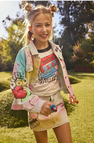 Justice Girls Ring Pop Bazooka Collab Denim Jacket NWT XL - Picture 5 of 7