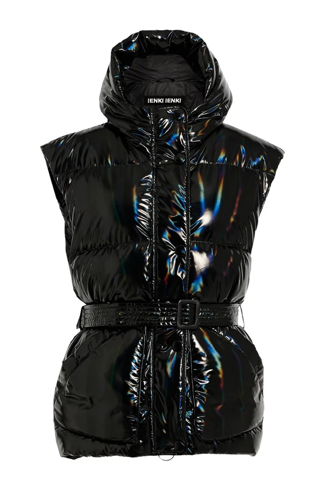 RRP €905 IENKI IENKI Down Puffer Gilet Size M Padded Belted Iridescent Hooded - Image 3 of 4