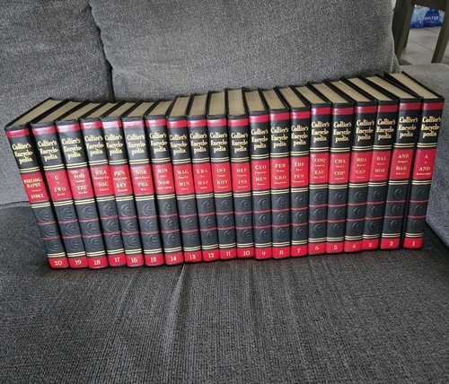 Vtg 1954 Collier's Encyclopedia Complete 20 Volume Set Black Library Decor Books - Picture 1 of 20