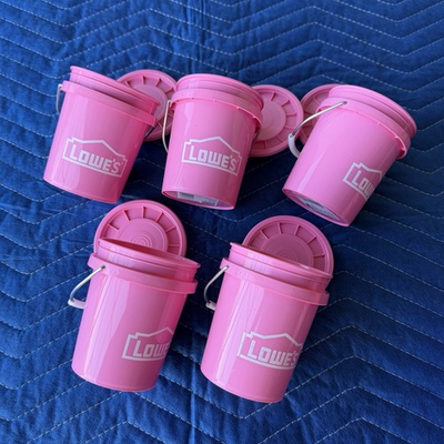 #ad #ad LOT OF 5 Pink Mini Lowe#x27;s Bucket w Lid VIRAL FAST SHIP $19.95