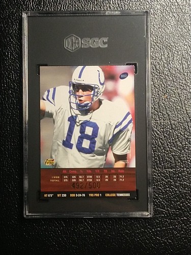 1999 Playoff Prestige SSD Peyton Manning Spectrum Gold 492/500 - Picture 3 of 4