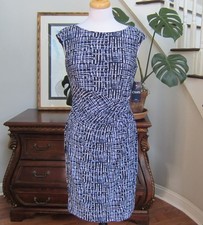 Chaps Blue Cap Sleeve Side Twist Wrap Jersey Knit Sheath Dress Size M New!
