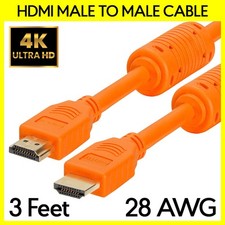 Orange HDMI Cable with Ferrite Cores 3FT 28AWG Cord for TV Monitor PC PS4 XBOX