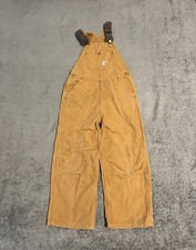 Carhartt Bib Overalls Kids Size 10 Brown Duck Canvas Carpenter Youth Boys Work