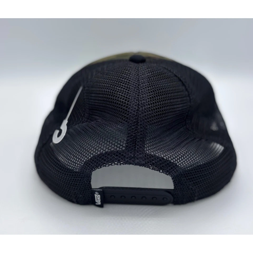 Vans Off The Wall Camo Checkerboard Trucker Hat Snapback Adjustable Black Mesh - Image 4 of 4