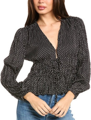 MAJE Lianito Polka Dot Ruched Blouse Top Size 1 (AU 8/US 4) Black & White