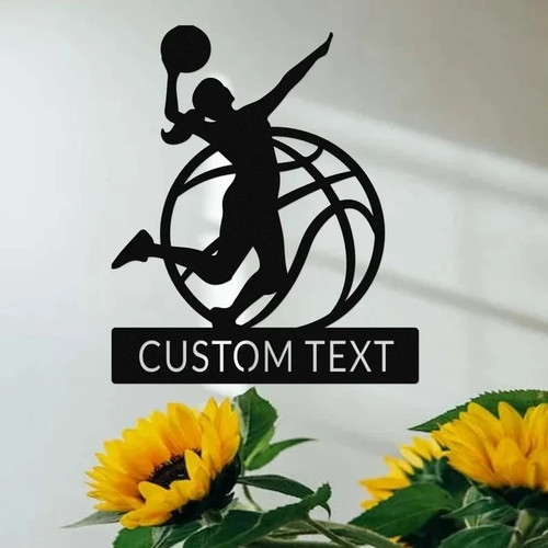 Letrero con nombre de metal personalizado para jugadora de baloncesto - arte de pared personalizado decoración del hogar - Imagen 4 de 8