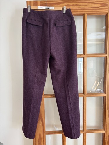 Laura Ashley Wool High Rise Trousers Pants Plum Size 10 Vintage - Picture 8 of 22