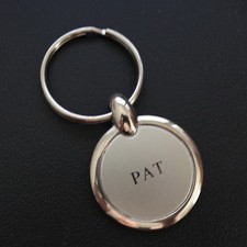 Pat Personalized Keychain Heavy Metal Round Classy Name Gift