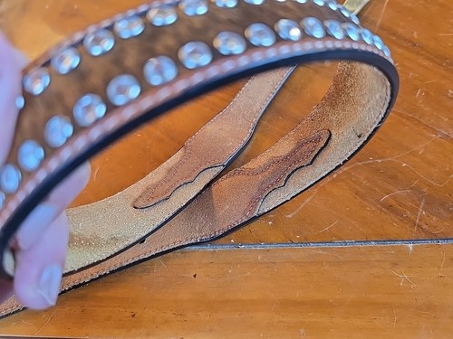 Damen Leder Kalbshaar Strass verziert Gürtel Gr. 28 Western Cowgirl auffällig - Bild 9 von 19