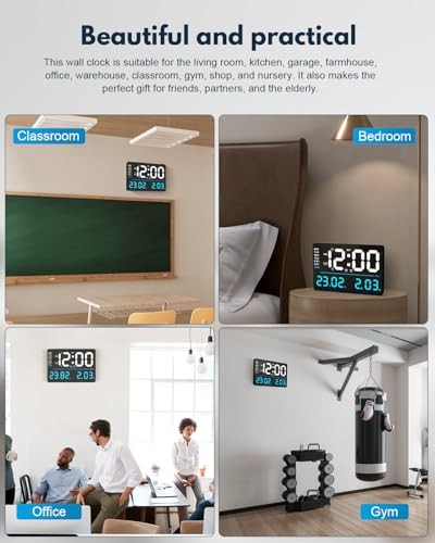 16" LED Digital Wall Clock with Large Display,Alarm Clock with Digital Blue - Picture 7 of 7