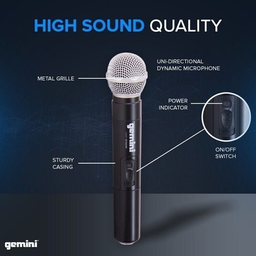 Gemini Pro Audio Live Stage Studio PA DJ Karaoke kabelloses Handmikrofon - Bild 3 von 7