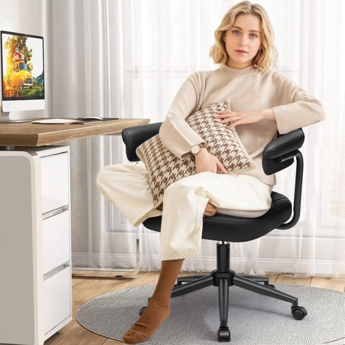 Silla de oficina para el hogar Silla de escritorio giratoria Tocador Silla de tareas ajustable enrollable para... - Imagen 6 de 6