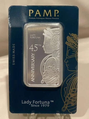 PAMP Lady Fortuna 45th Anniversary Silver Bar 1 oz .999 fineness