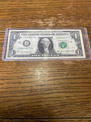 #ad Low Serial Number One Dollar Bill 2021 $10.00
