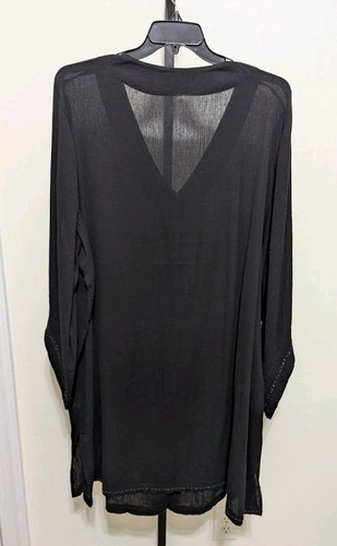 Swim 365 Women's Plus Black Button Cover Up Tunic Cotton Sequin Size 26/28 (3X) - Picture 11 of 11