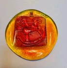Blenko Suncatcher/Ornament Pressed Art Glass, Amberina, Rocking Horse 3.5" GLOWS