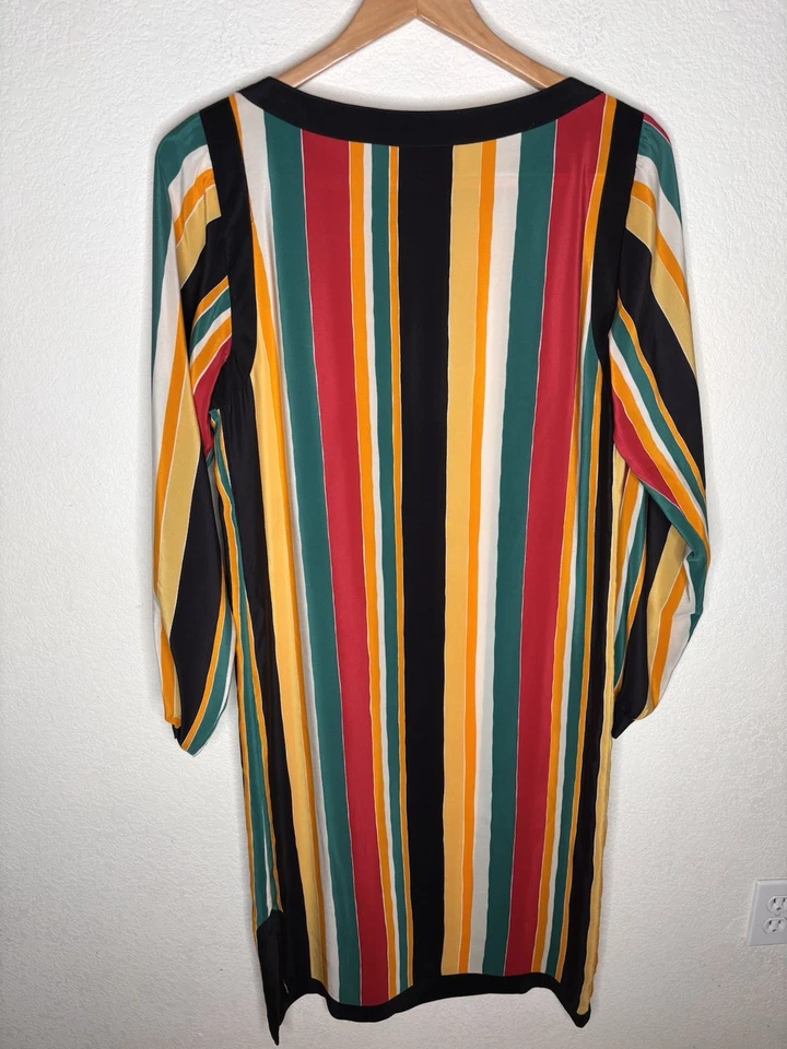 Vestido Miss O by Oscar de la Renta Vintage Seda Rayas Talla 8 Foto 3 de 4