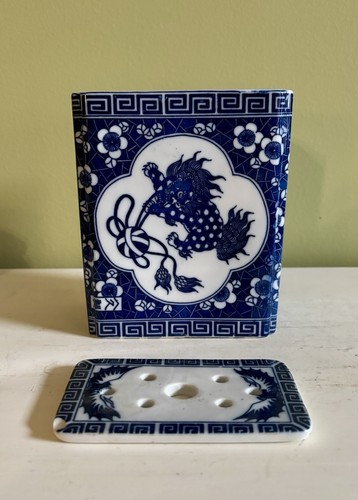 Andrea von Sadek blau & weiß Opium Kissen Stil Foo Hund Räucherstäbchen Halter oder Vase - Bild 3 von 11
